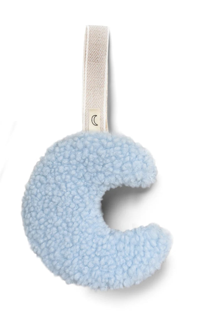 TEDDY PACIFIER CLIP MOON BABY BLUE