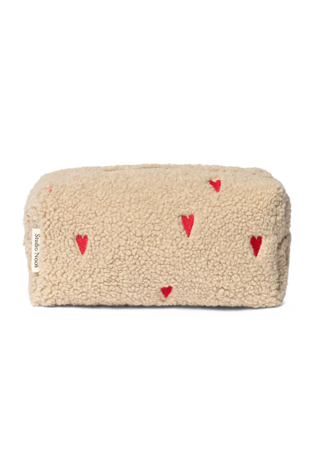 POUCH BAG HEARTS TEDDY BEIGE