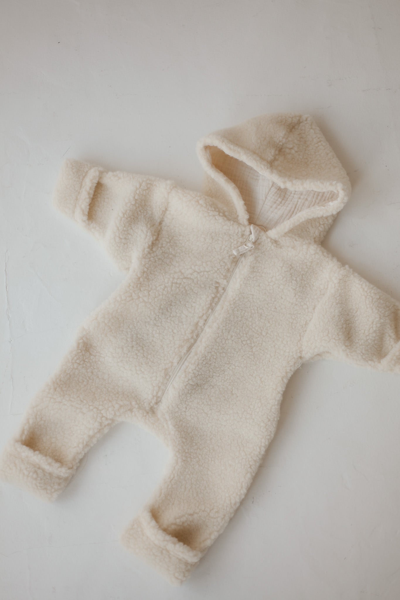 MERINO WOOL TEDDY OVERALL ECRU