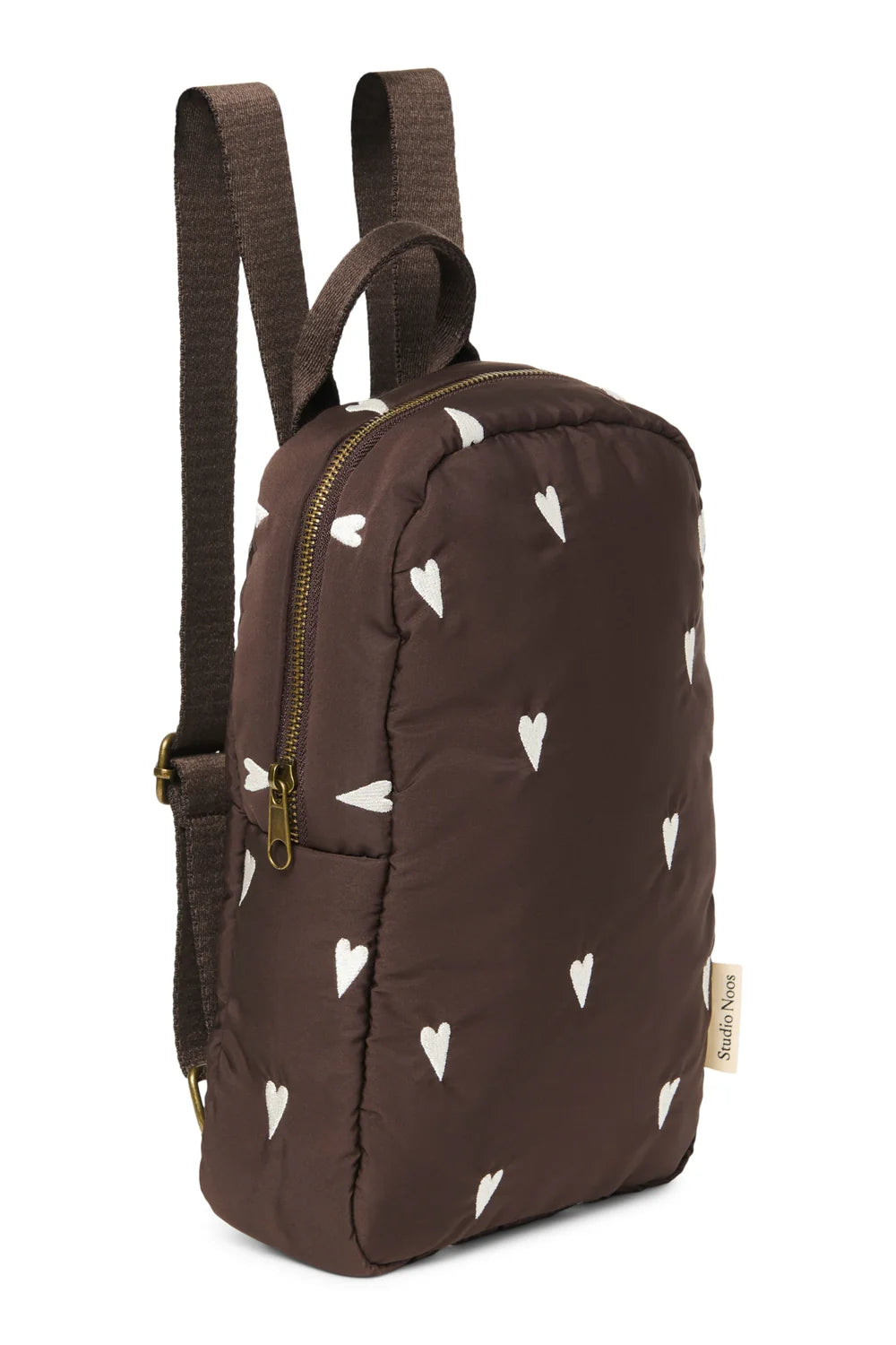 KIDS BROWN PUFFY HEARTS BACPACK